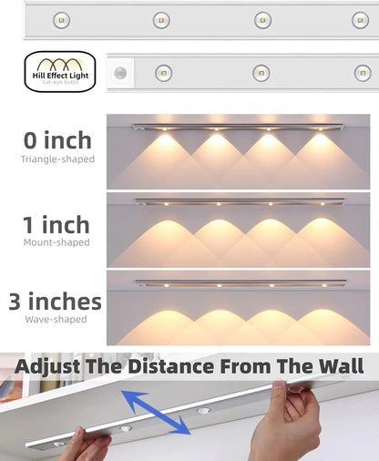 Wireless Motion-Sensing Under-Cabinet Lights with Adjustable Brightness, Easy Installation, and Energy-Efficient LED for Kitchen, Closet, and Home Lighting