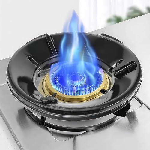 Black Gas Saver Burner Stand - Gas Chula Burner with Jali Ring, Fire & Windproof Design for Energy Savings. Durable Metal Gas Chula Support Stand with 4-Leg Stability for Indian Gas Cylinders, 0.7mm (Pack of 3)