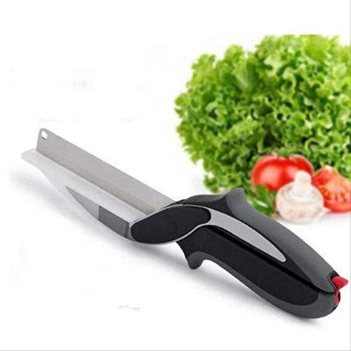 Clever Cutter - 2 in 1 Food Chopper Multi Function Kitchen Vegetable Scissors Cutter Kitchen Knife with Spring Action - Cleaver Cutter Comes with Locking Hinge, Vegetable Chopper