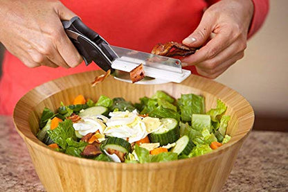 Clever Cutter - 2 in 1 Food Chopper Multi Function Kitchen Vegetable Scissors Cutter Kitchen Knife with Spring Action - Cleaver Cutter Comes with Locking Hinge, Vegetable Chopper