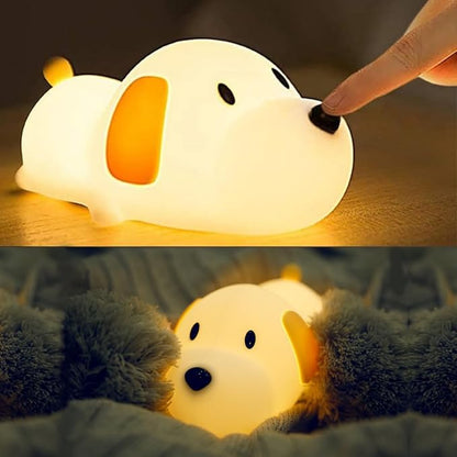 Cute Puppy 3D Silicon RGB Colour-Changing Chargeable Touch Lamp