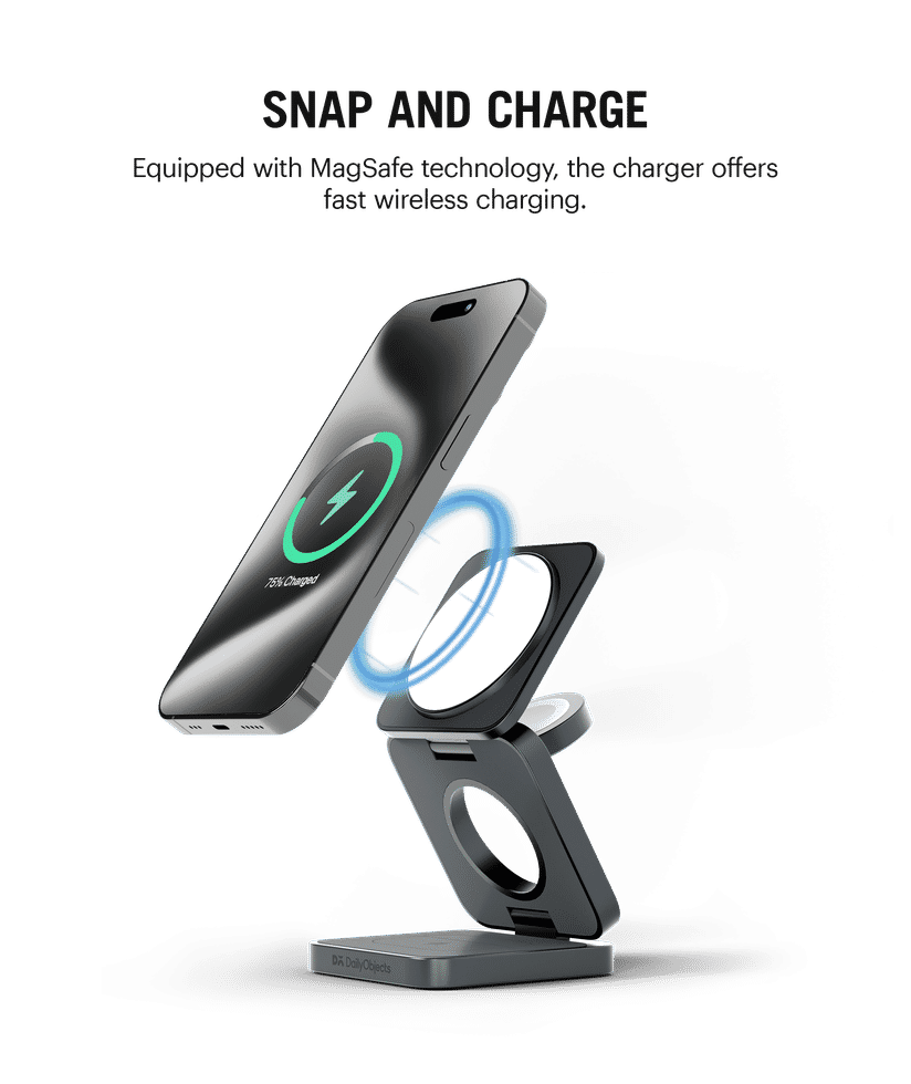 DailyObjects SURGE™ Max Foldaway 3-In-1 Magnetic MagSafe Wireless Charger