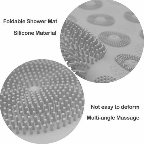 Gray Silicone Round Bath Mat - Non-Slip Shower Mat by Om Deal Online