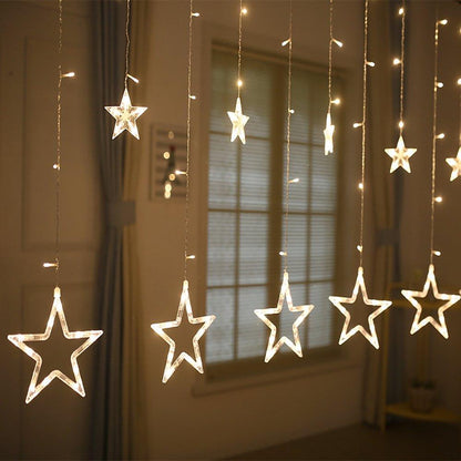 Celestial Star Curtain Lights with Remote Control, Adjustable Brightness, and 8 Lighting Modes for Magical Home Decor and Holiday Ambiance