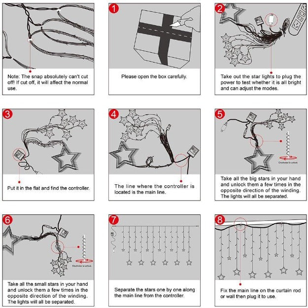 Celestial Star Curtain Lights with Remote Control, Adjustable Brightness, and 8 Lighting Modes for Magical Home Decor and Holiday Ambiance